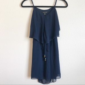 Jodi Kristopher Navy Blue Open Back Midi Dress
